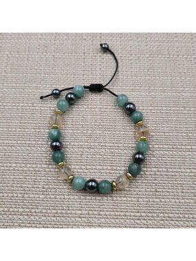 7 Inch Prosperity and Wealth Green Aventurine and Citrine Adjustable Bracelet B1